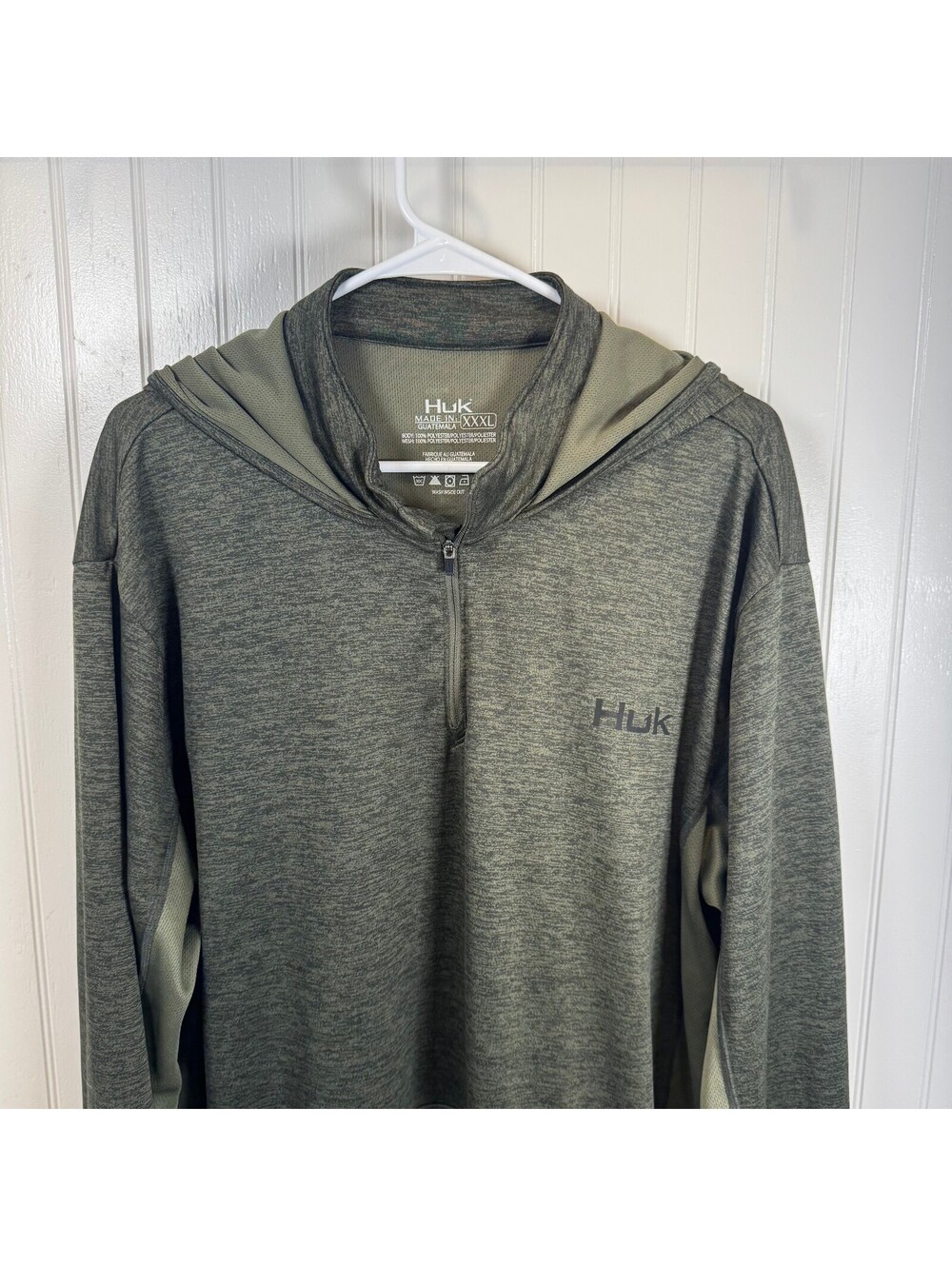 Huk Fishing Men's XXXL Two-Tone 1/4 Zip Performance Hoodie Pullover Olive